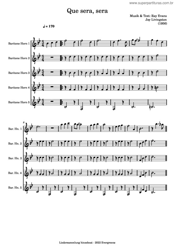 Partitura da música Que Sera Sera v.5