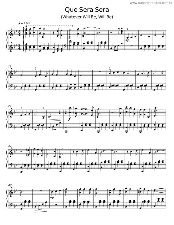 Partitura da música Que Sera Sera v.7