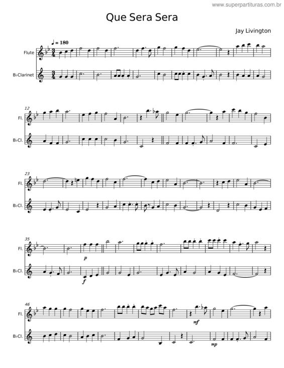 Partitura da música Que Sera Sera v.8