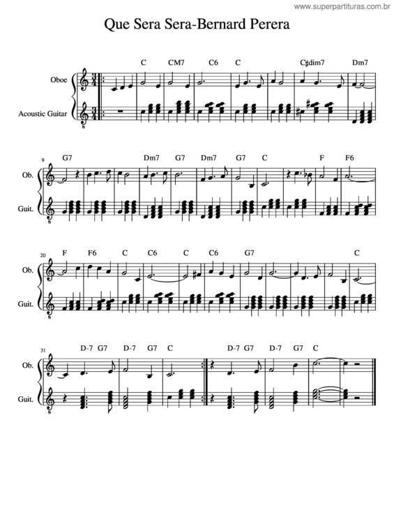 Partitura da música Que Sera v.4