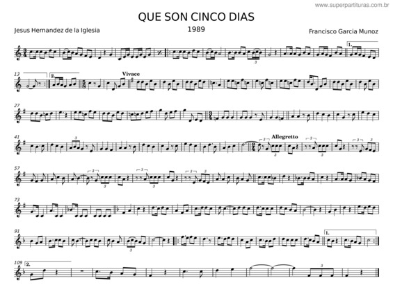 Partitura da música Que Son Cinco Dias