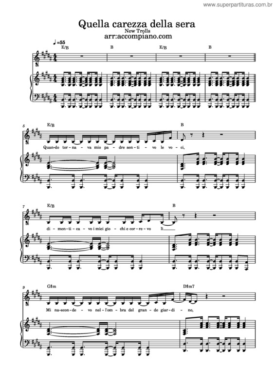 Partitura da música Quella Carezza Della Sera v.2