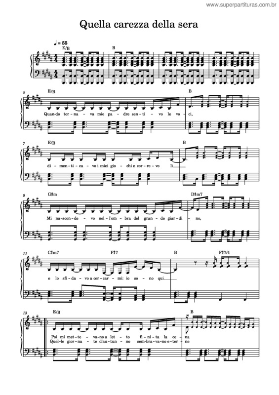 Partitura da música Quella Carezza Della Sera