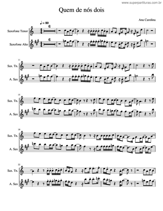 Partitura da música Quem De Nós Dois v.5