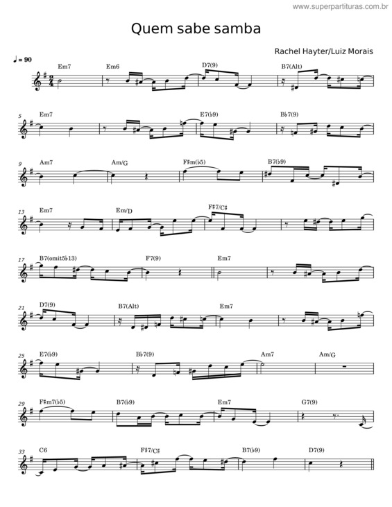 Partitura da música Quem Sabe Samba