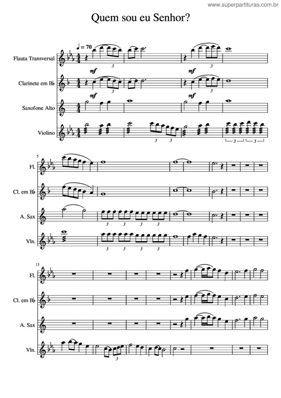 Partitura da música Quem Sou Eu Senhor?