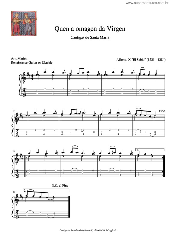 Partitura da música Quen A Omagen Da Virgen