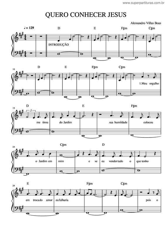 Partitura da música Quer Conhecer Jesus