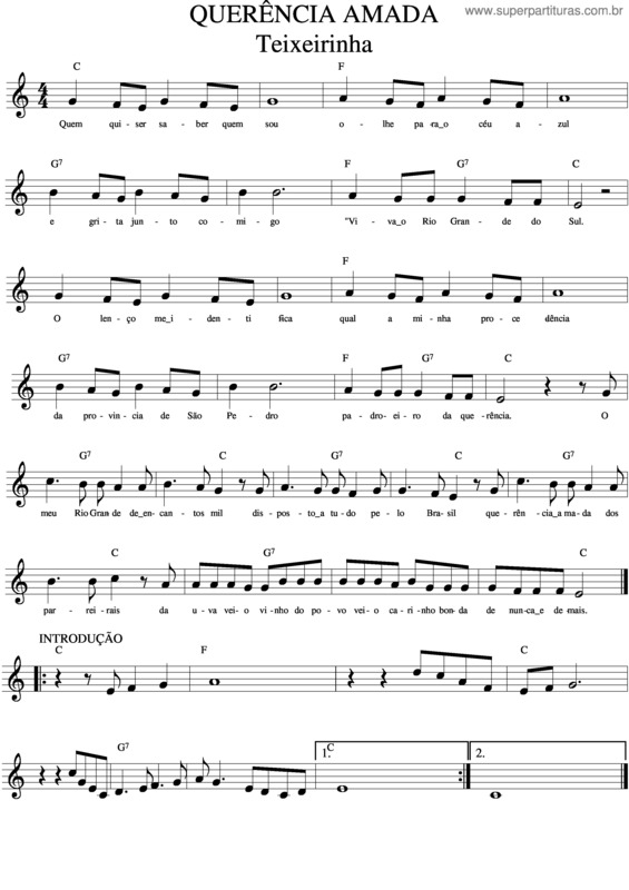 Partitura da música Querência Amada v.3