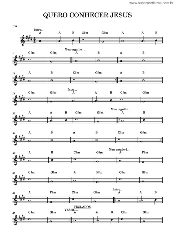 Partitura da música Quero Conhecer Jesus v.7