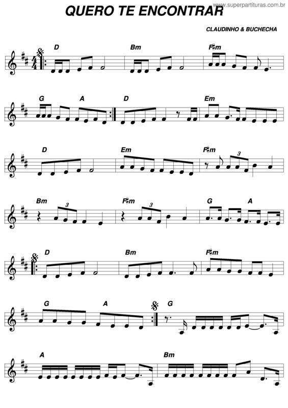 Partitura da música Quero Te Encontrar v.5