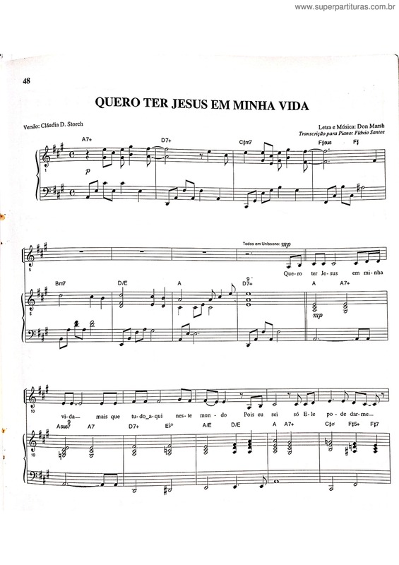 Partitura da música Quero Ter Jesus Em Minha Vida