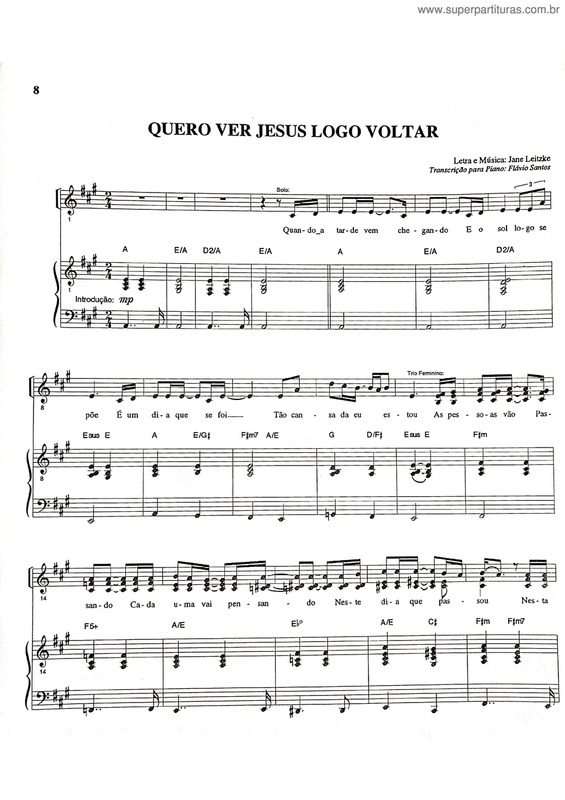 Partitura da música Quero Ver Jesus Logo Voltar