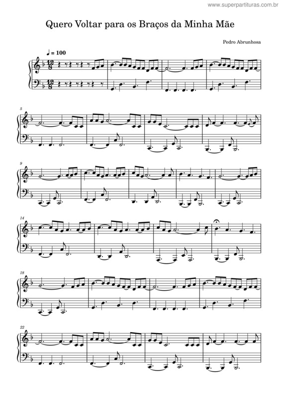 Partitura da música Quero Voltar Para Os Braços Da Minha Mãe