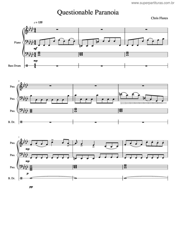 Partitura da música Questionable Paranoia