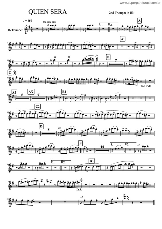 Partitura da música Quien Sera 2Nd Trumpet