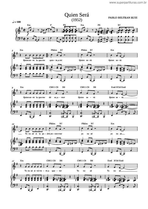 Partitura da música Quién Será v.3