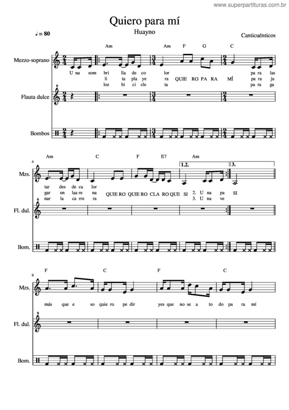 Partitura da música Quiero Para Mí