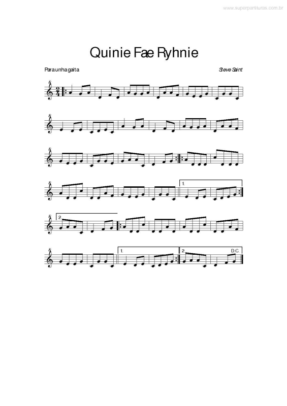 Partitura da música Quinie Fae Ryhnie