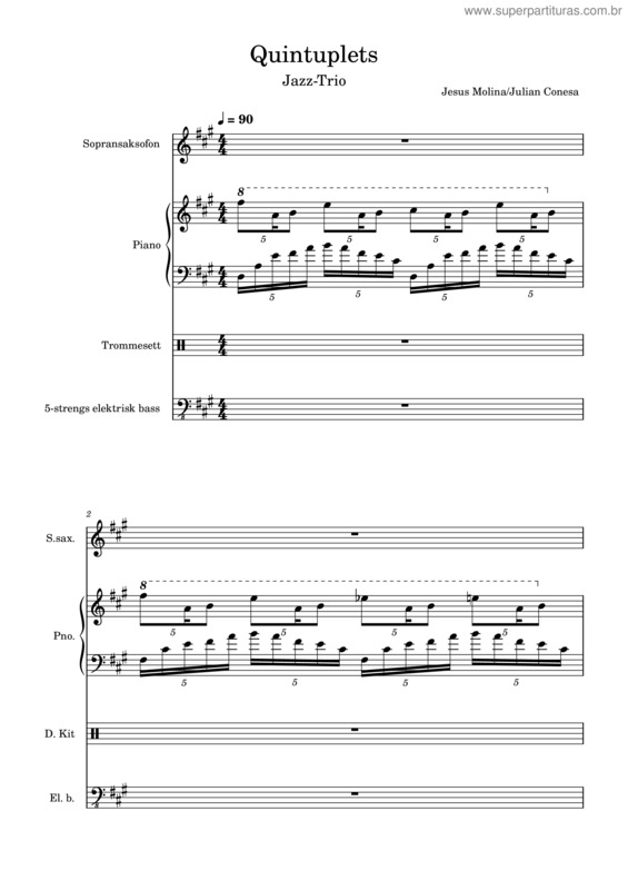 Partitura da música Quintuplets-Jesus Molina