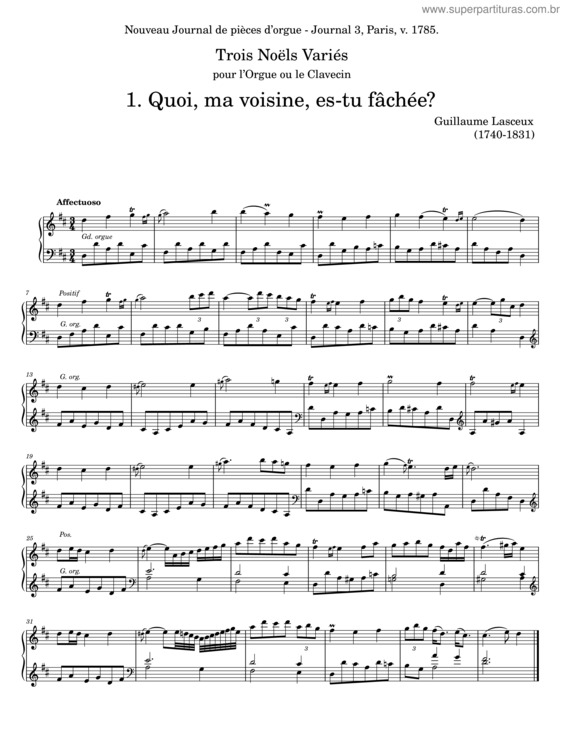 Partitura da música Quoi, Ma Voisine, Es-Tu Fâchée?