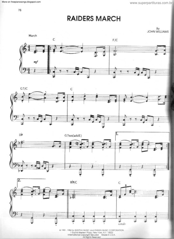 Partitura da música Raiders March v.3