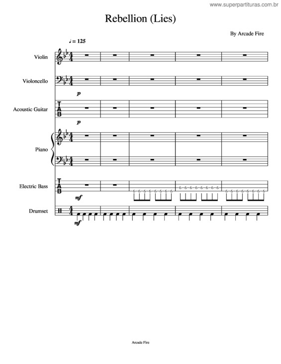 Partitura da música Rebellion