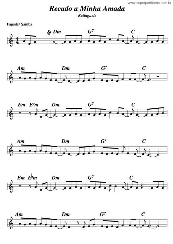 Partitura da música Recado à Minha Amada v.3