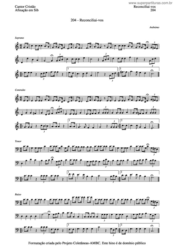 Partitura da música Reconcilai-Vos v.2