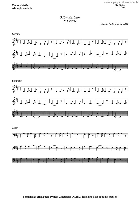 Partitura da música Refúgio v.3