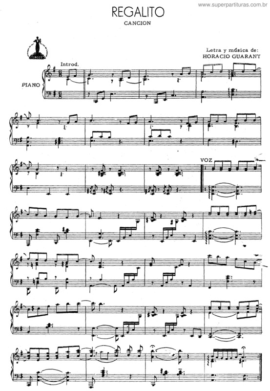 Partitura da música Regalito