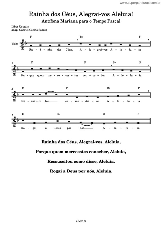 Partitura da música Regina Caeli v.2