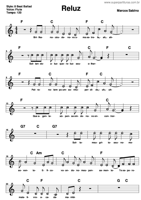 Partitura da música Reluz