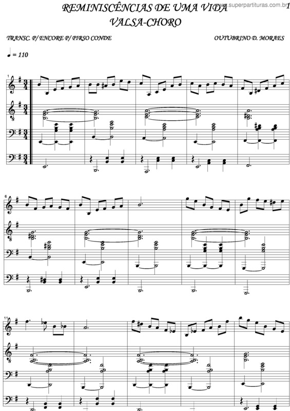 Partitura da música Reminicencias De Uma Vida 