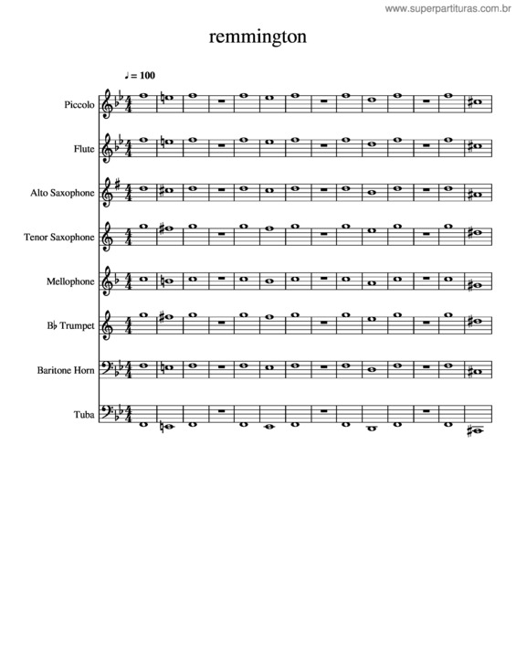 Partitura da música Remmington