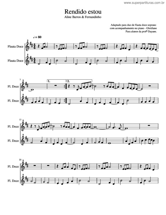 Partitura da música Rendido Estou v.9