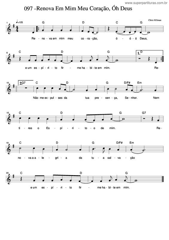 Partitura da música Renova Em Mim Meu Coração Óh Deus