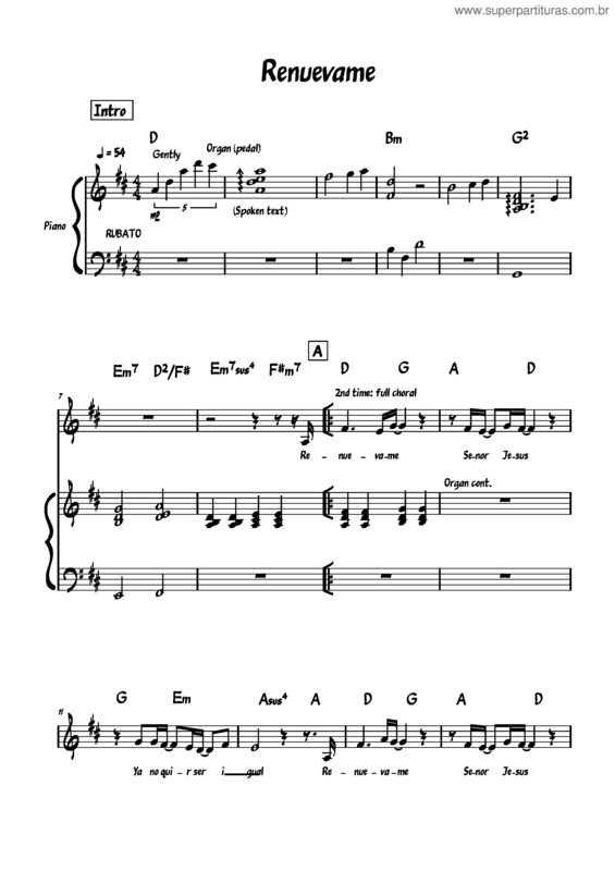 Partitura da música Renuevame v.2