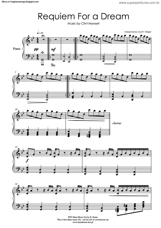 Partitura da música Requiem For A Dream v.3