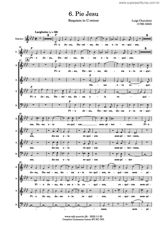 Partitura da música Requiem In C-Minor, 6. Pie Jesu