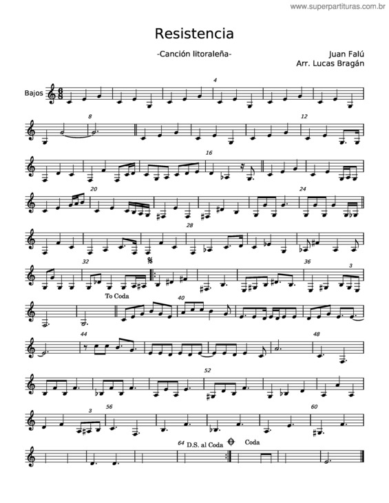 Partitura da música Resistencia