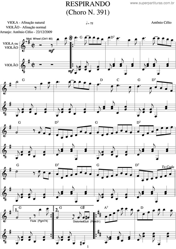 Partitura da música Respirandon