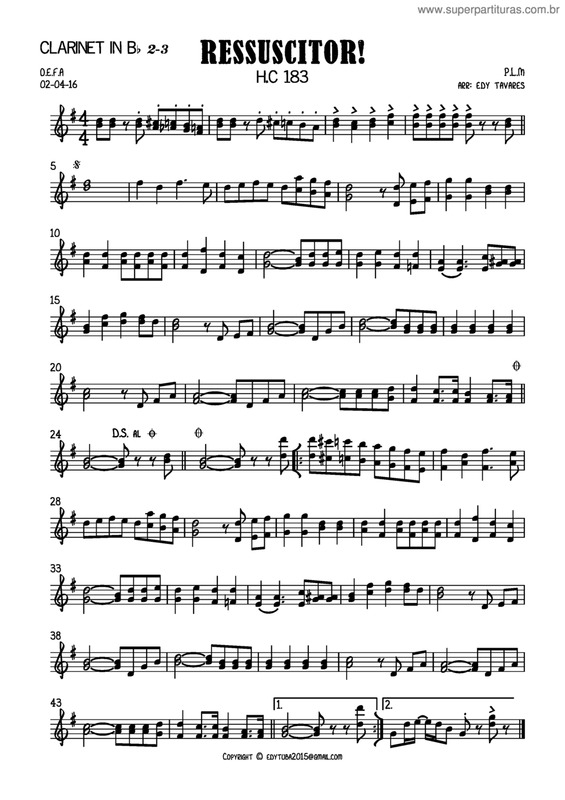 Partitura da música Ressuscitor v.5