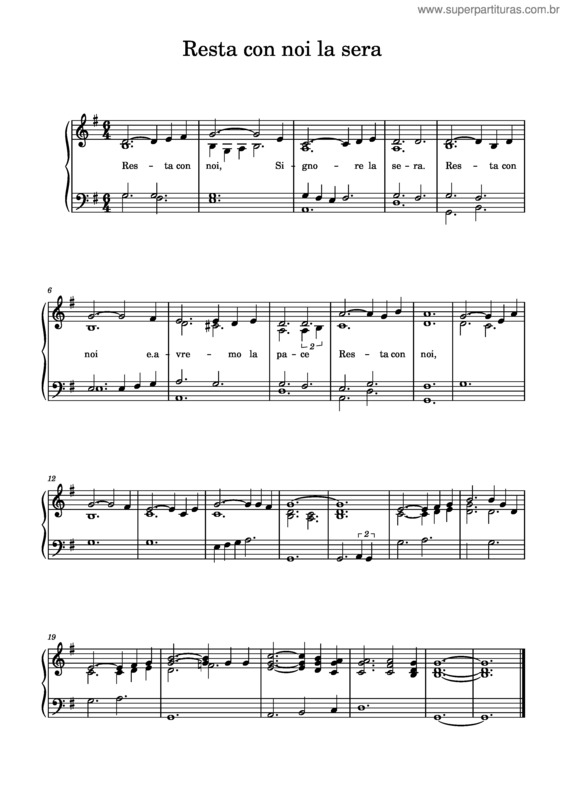 Partitura da música Resta Con Noi Signore La Sera