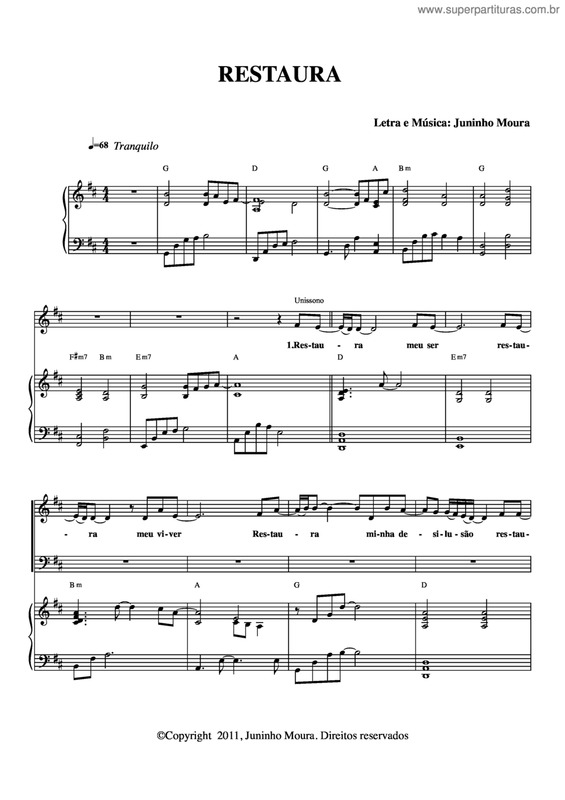 Partitura da música Restaura