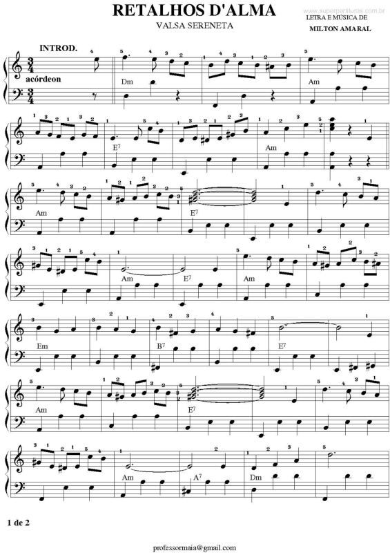 Partitura da música Retalhos D`Alma 