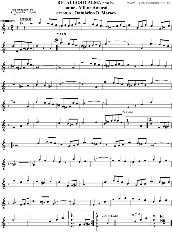 Partitura da música Retalhos D´Alma v.3