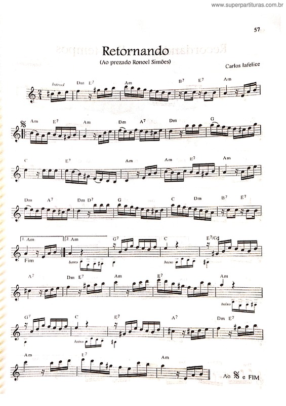 Partitura da música Retornando v.2