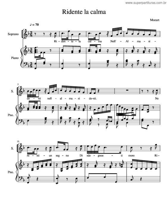 Partitura da música Ridente La Calma Soprano/Tenor Solo