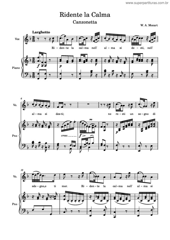 Partitura da música Ridente La Calma